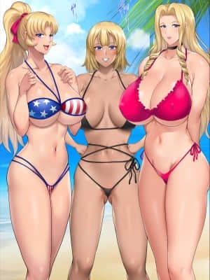 [焼酎MAC(ほずみけんじ)][陰キャ弟が南国ビーチで金髪爆乳母娘をまとめて寝取って孕ませる話]_407_406